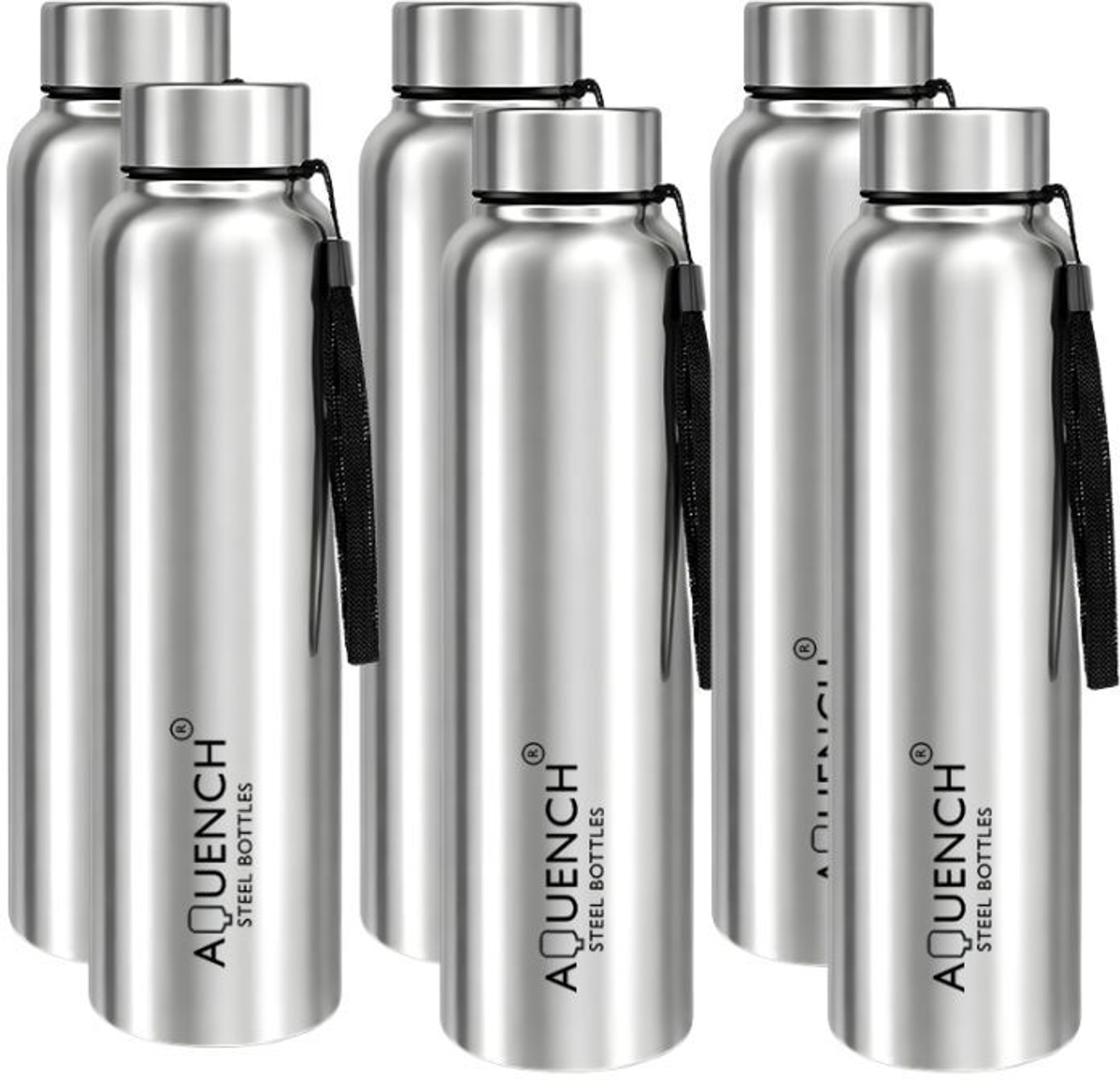 Image of AQUENCH Lean Stainless Steel 1L Water Bottle Combo for Fridge, Office, Gym & Home Use 1000 ml Stainless Steel Bottle