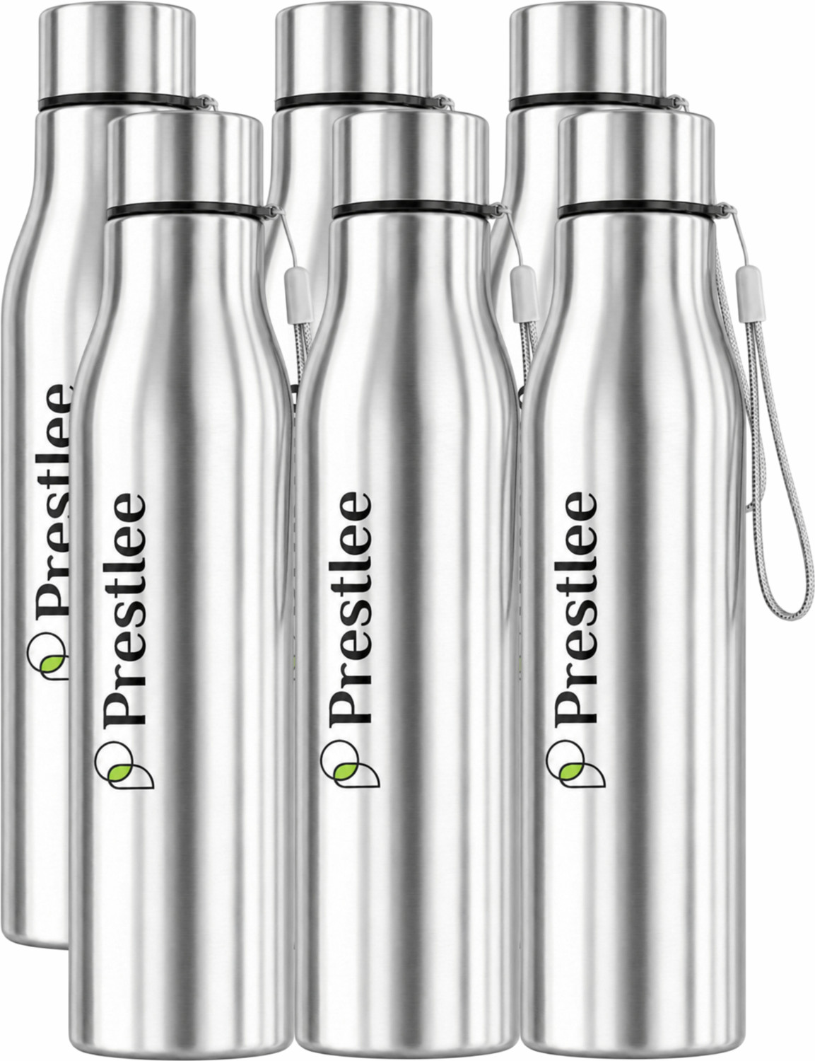 Image of Prestlee Tag Stainless Steel Water Bottle 1000 ML (6 PC SET) 1000 ml Steel Bottle (Pack of 6, Silver)
