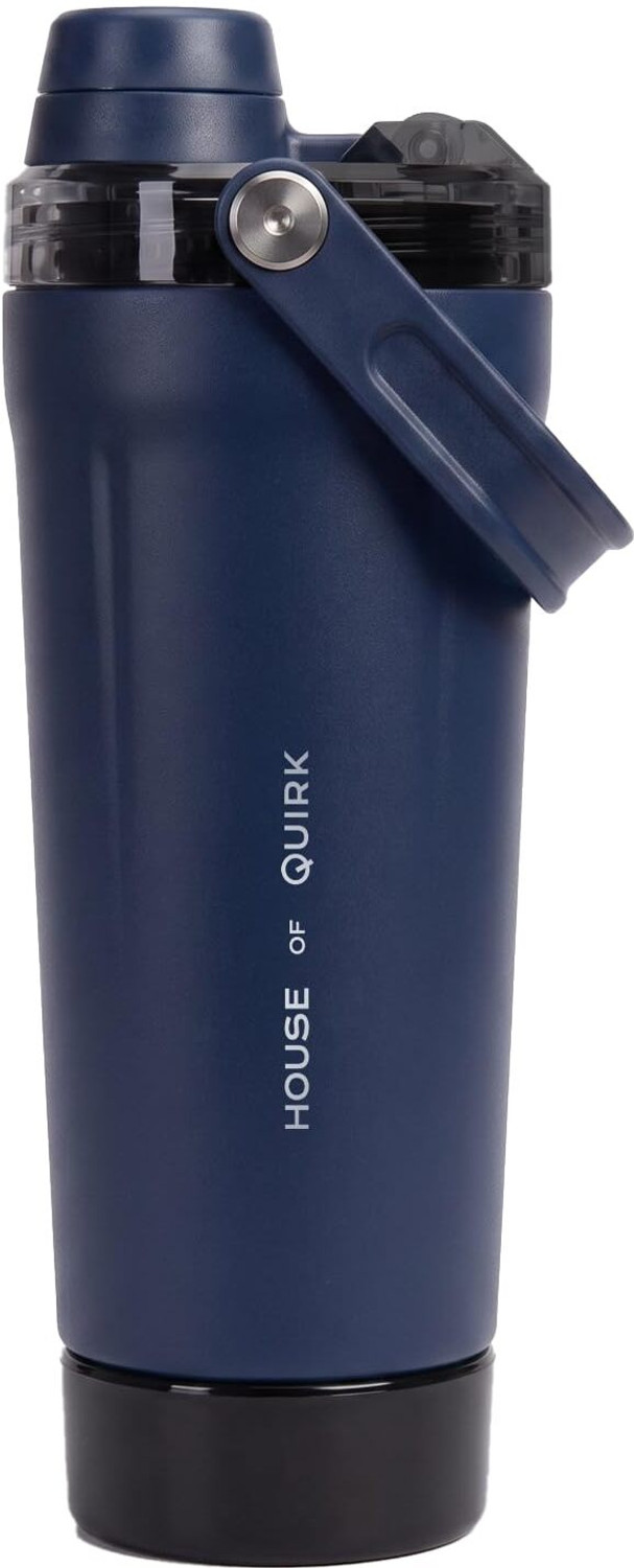 Image of HOUSE OF QUIRK APEX Shaker Bottle with Storage Compartment, Protein Shake Bottle 591 ml Steel, Plastic Shaker