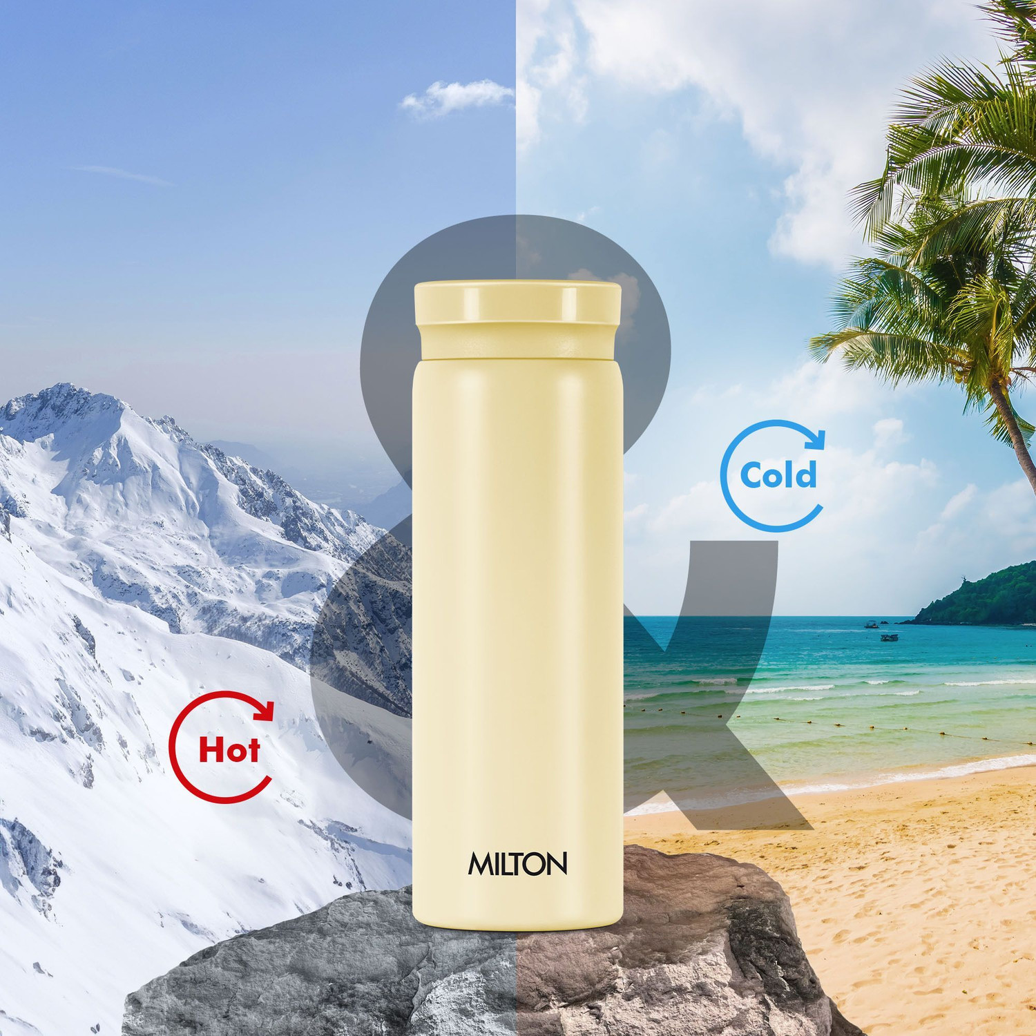 Image of MILTON Minimate 300 Thermosteel Compact ISI Certified, Insulated Water Bottle, Ivory, 280 ml Stainless Steel Bottle