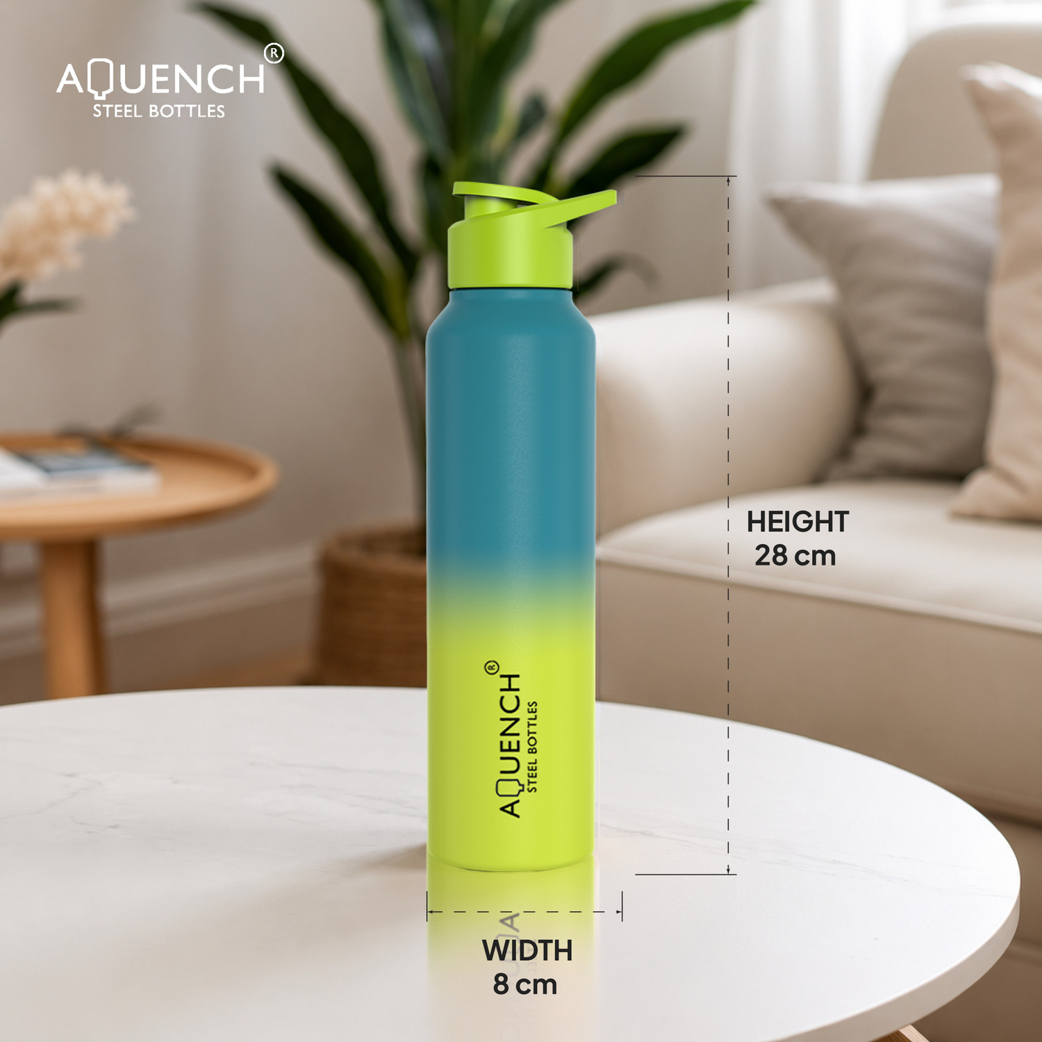 Image of AQUENCH LEAN Dual Color Sea Green Turquoise 1000 ml Steel Bottle
