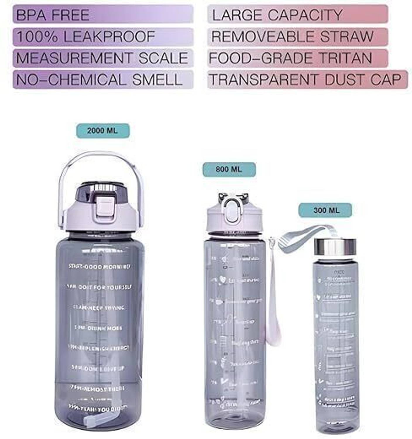 ThirstJoy 3-Pack Bottles 2000ML, 900ML, 300ML with Time Pack of 3 - Image 5