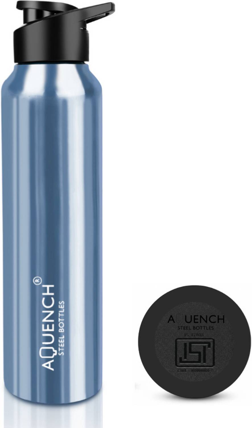 AQUENCH Lean Stainless Steel Metallic Blue Coloured Water Bottles 1000 ml Steel Bottle