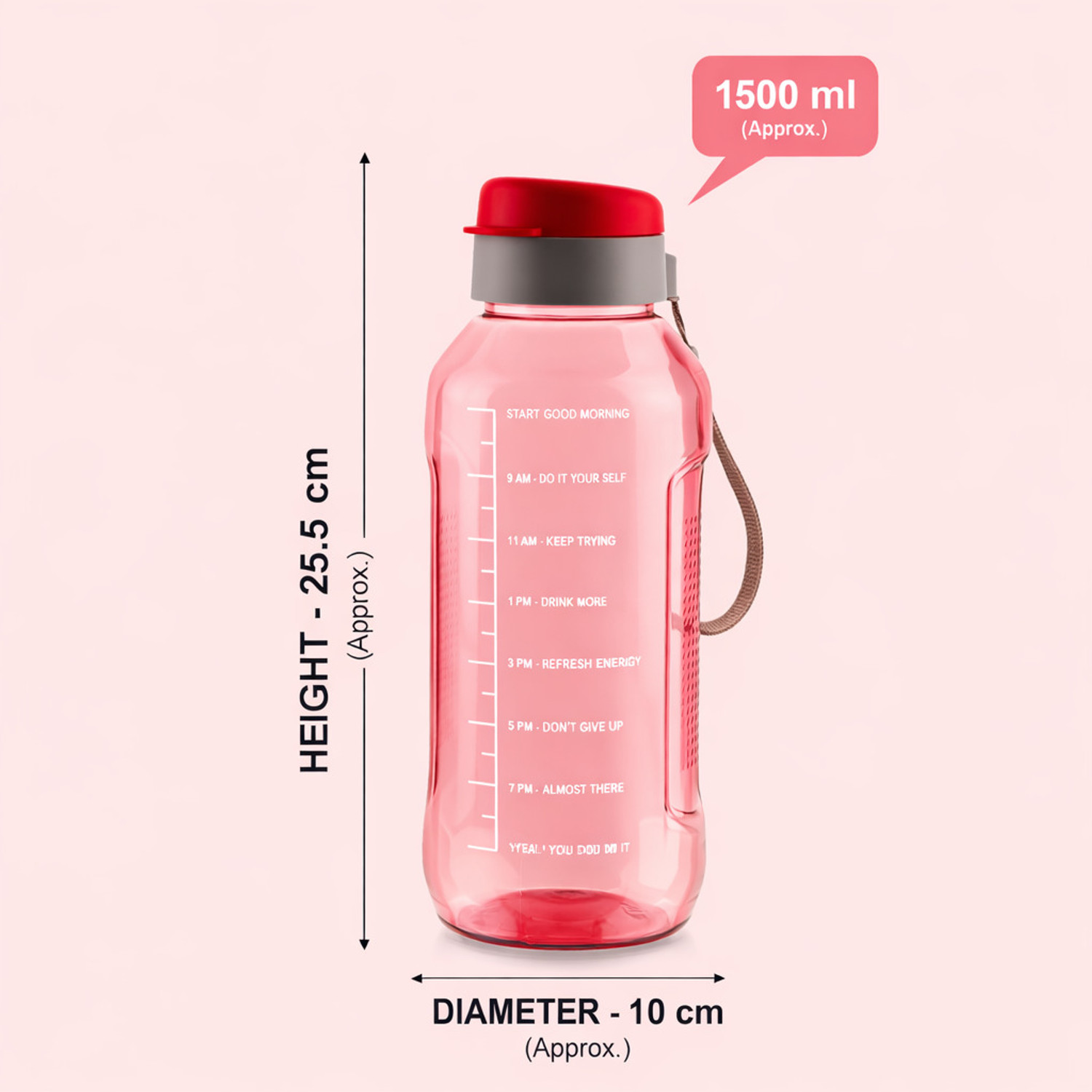 Image of Twizel Time Marker Motivational Bottle with Daily Hydration 1500 ml Plastic Bottle