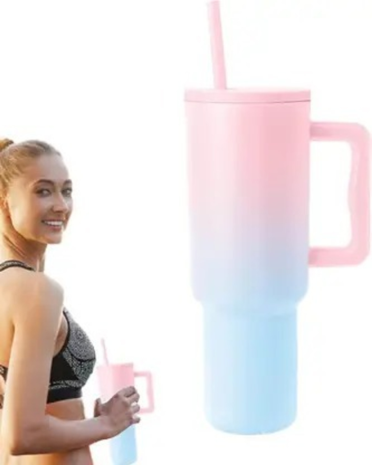 Image of Ganesh store Coffee Tumbler with Lid and Straw 1200ml Stainless Steel Vacuum Tumbler Stainless Steel Tumbler