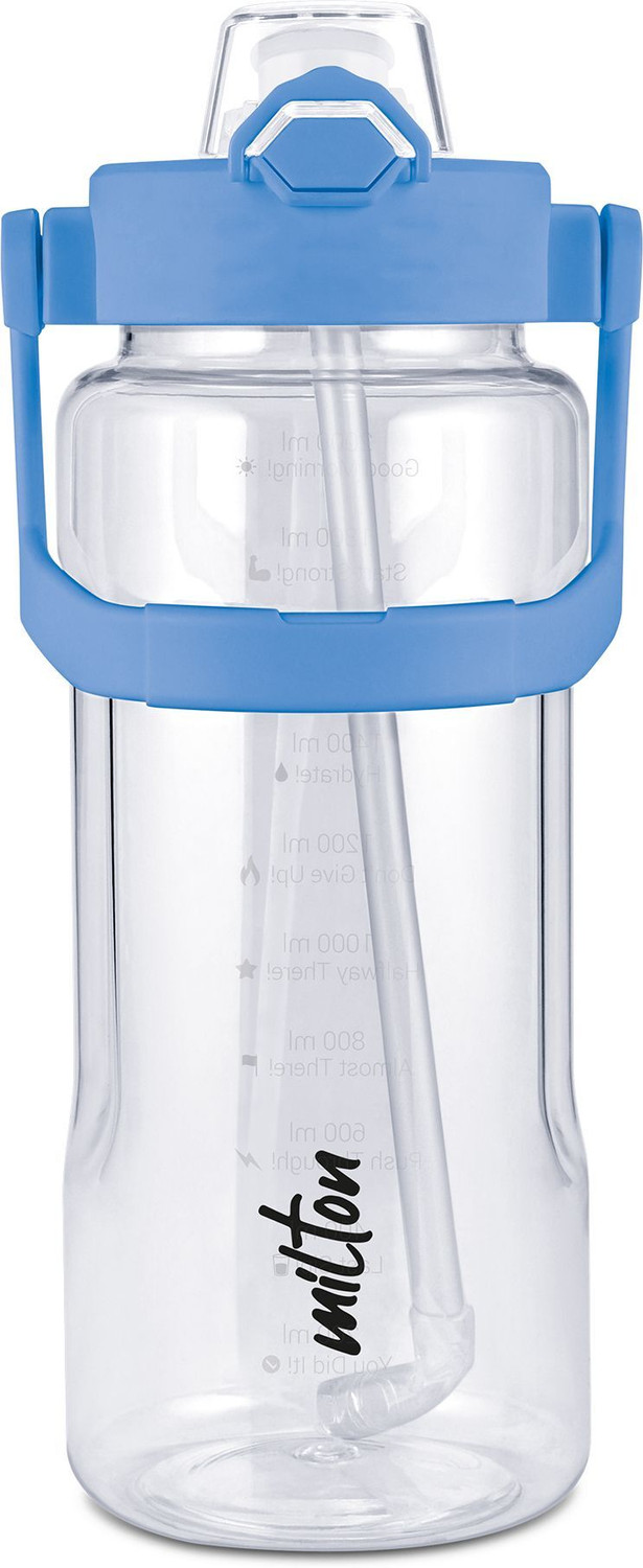 Image of MILTON Remy 2.0 Sipper Water Bottle (Never Give Up, English Quotes), 1800 ml, Blue 1800 ml Plastic Bottle
