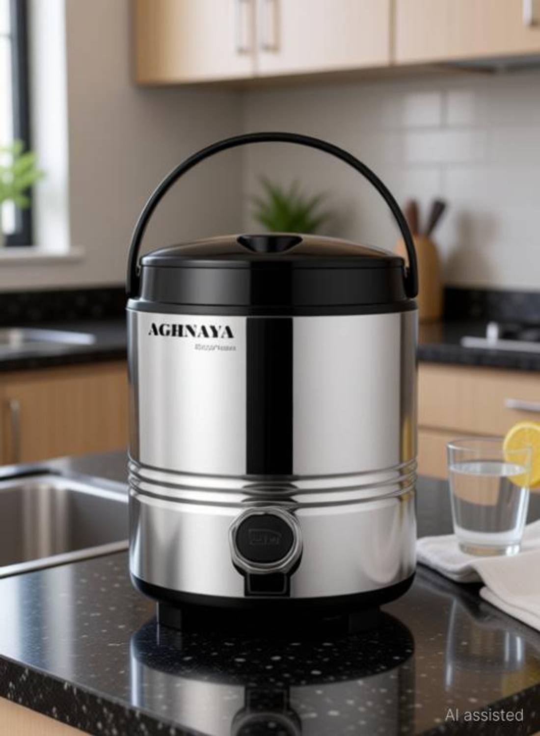 AGHNAYA 5 liter Water Dispenser Stainless Steel Water Jug Thermos Jug|Hot & Cold 5000 ml Steel Flask