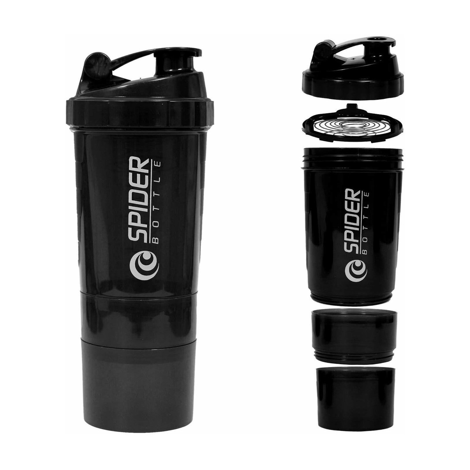 Image of Fitnesstricks Spider Protein Shaker Bottle for gym with Extra Compartment For Men and Women 500 ml Plastic Shaker