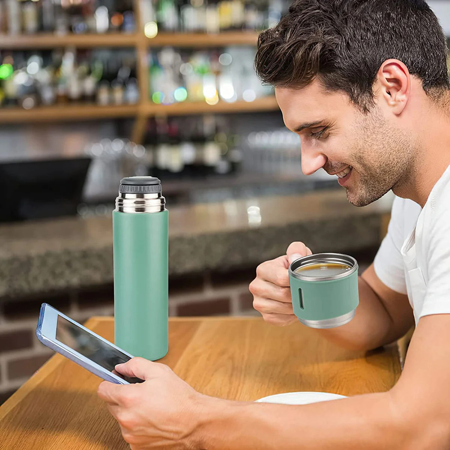 Image of Sedoka Pack of 1 Stainless Steel Vacuum Insulated Bottle with Cup for Coffee Hot drink and Cold 500 ml Flask Steel