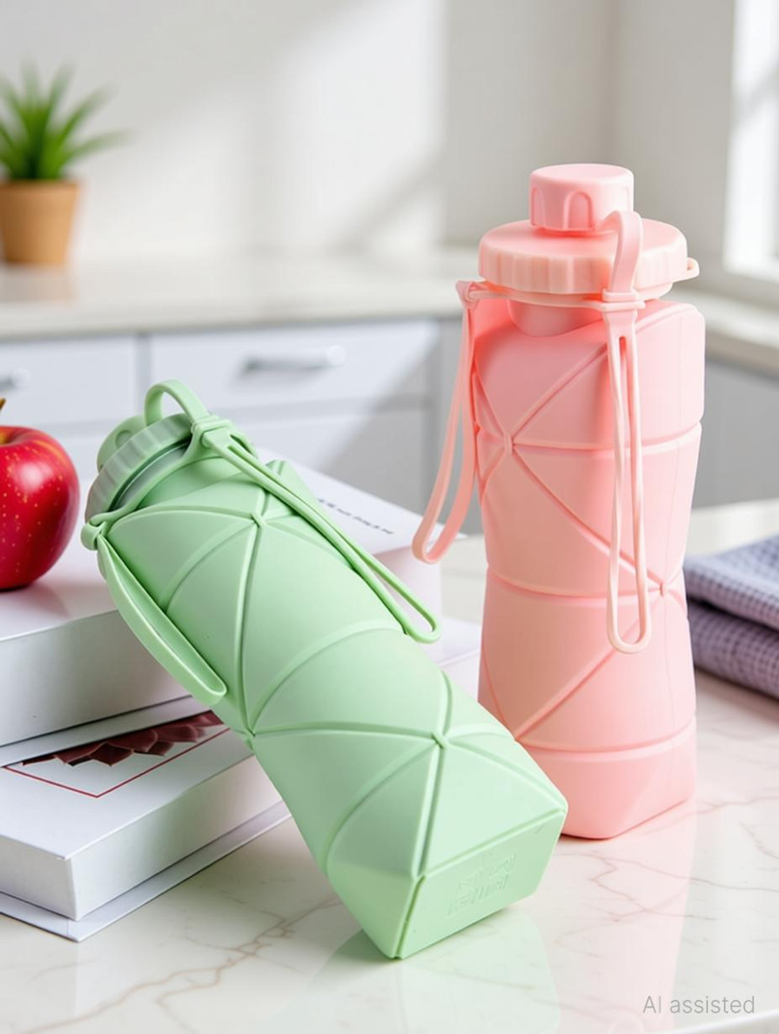 Image of QUICKCARTMART Collapsible Silicone Water Bottle Leakproof for kids, Gym, travel, office 600 ml Silicone Bottle