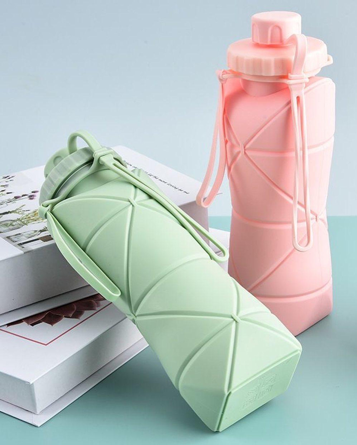 Image of QUICKCARTMART Collapsible Silicone Water Bottle Leakproof for kids, Gym, travel, office 600 ml Silicone Bottle