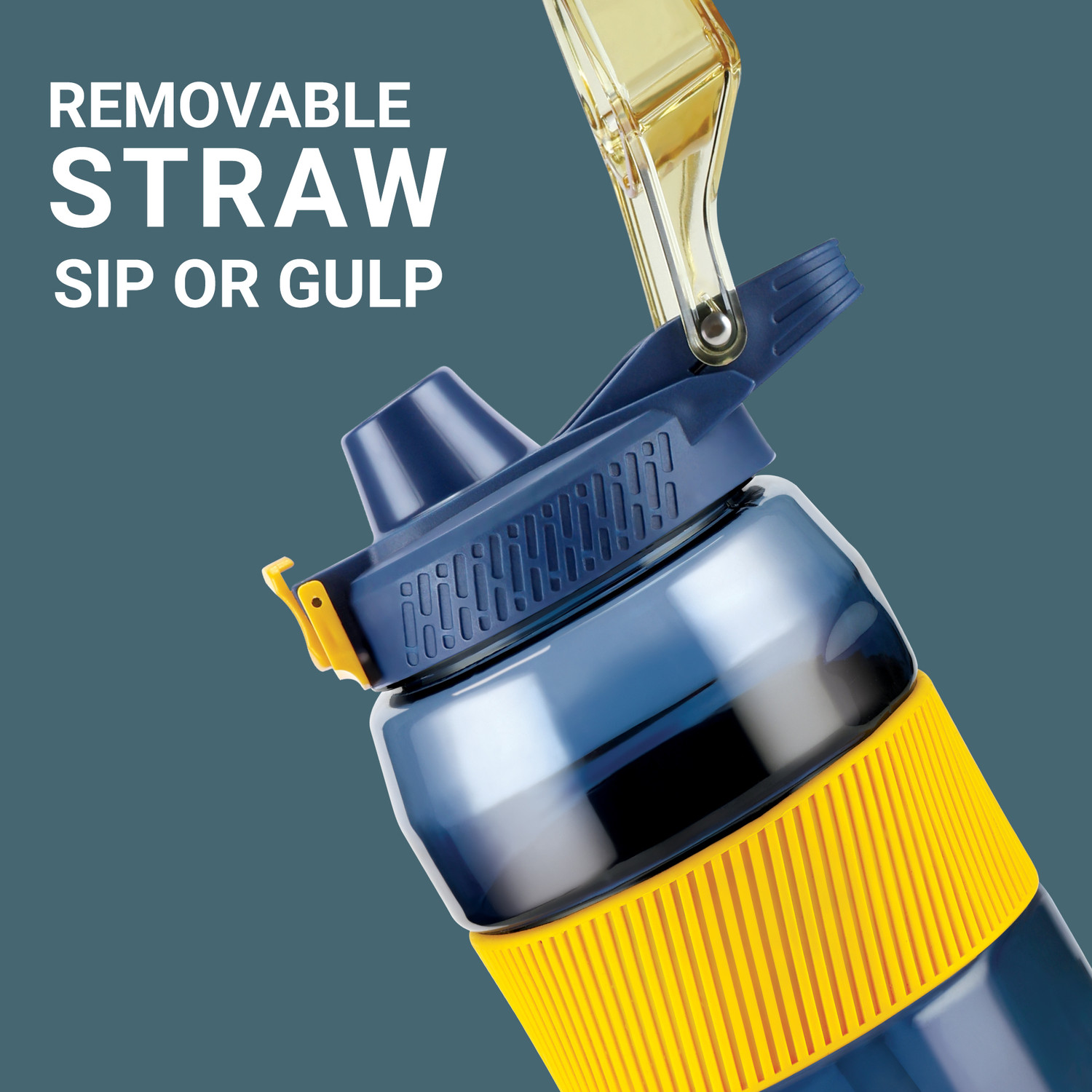 Image of MILTON Sports Sipper Large Water Bottle 1600 ml, One-Click Open Removable Straw Blue 1600 ml Plastic Bottle