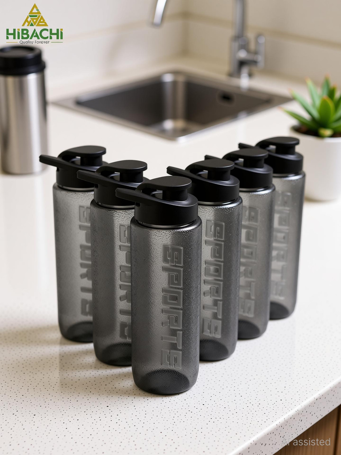 Image of HIBACHI Quick-Sip Lid, Durable, BPA-Free, Leak-Proof, Travel-Friendly for Office, Home 900 ml PET, Plastic Bottle