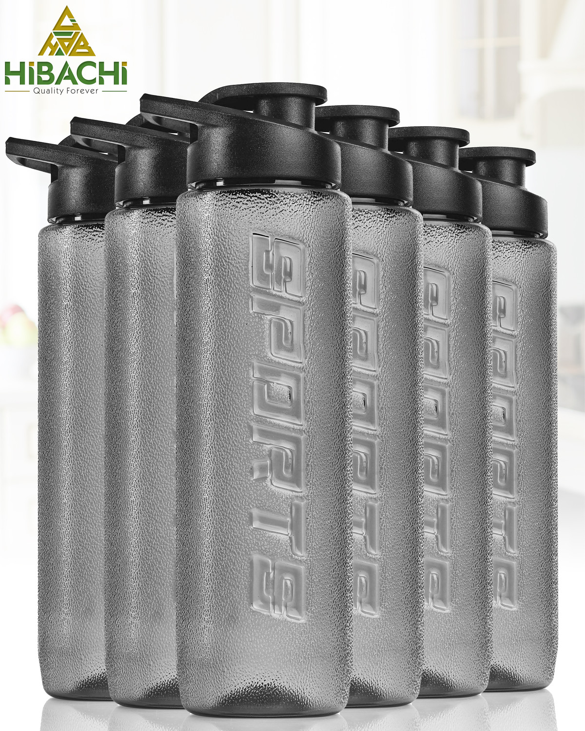 Image of HIBACHI Quick-Sip Lid, Durable, BPA-Free, Leak-Proof, Travel-Friendly for Office, Home 900 ml PET, Plastic Bottle