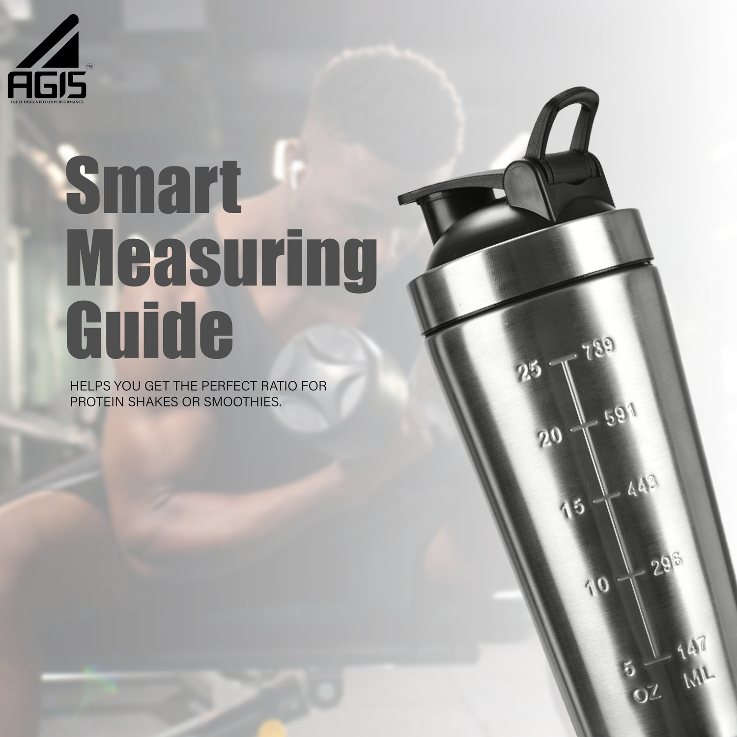 Image of agis Steel Shaker Shaker Bottle for Protein Shakes | Leakproof | Bpa-Free 700 ml Steel Shaker