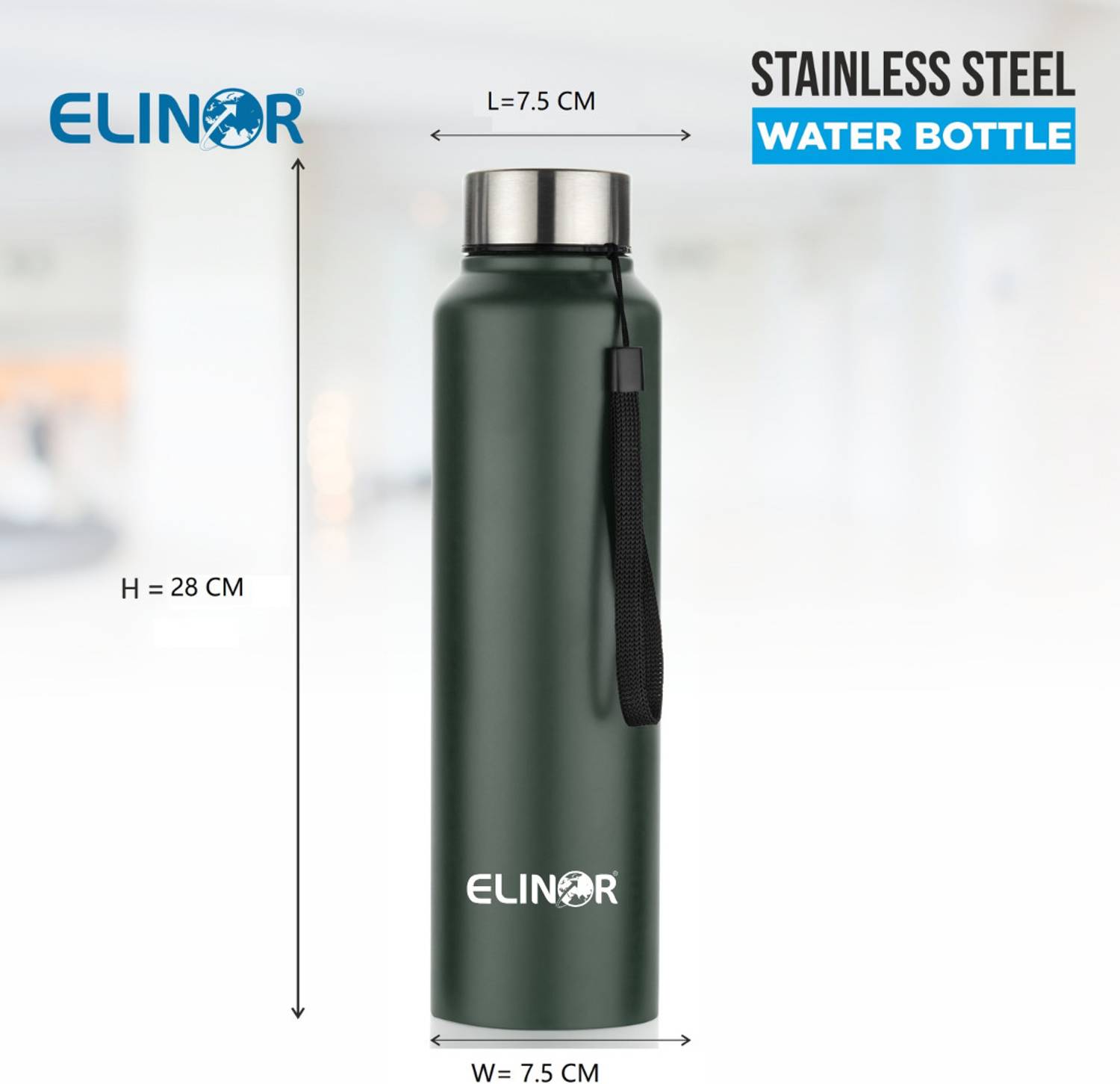 ELINOR 1000 ml Green Steel Water Bottle with Dori Cap - Image 5