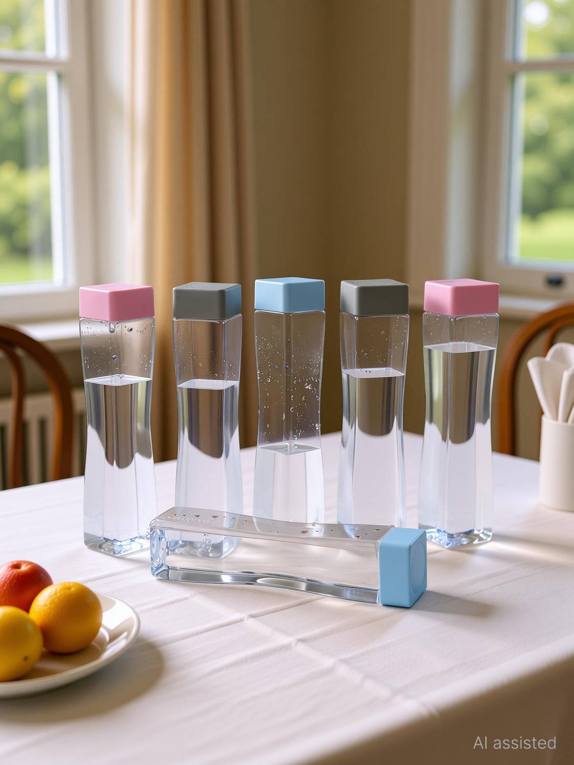 2Seven Concave square water bottles for Fridge bottle combo set of 6 800 ml Plastic Bottle