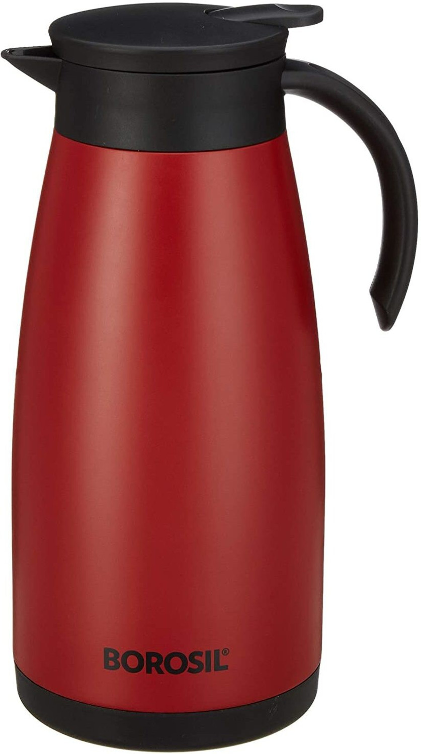 Image of BOROSIL 1.5 L Vacuum Insulated Teapot, 18 Hrs Hot & 24 Hrs Cold Carafe, BPA Free, Red 1500 ml Steel Flask