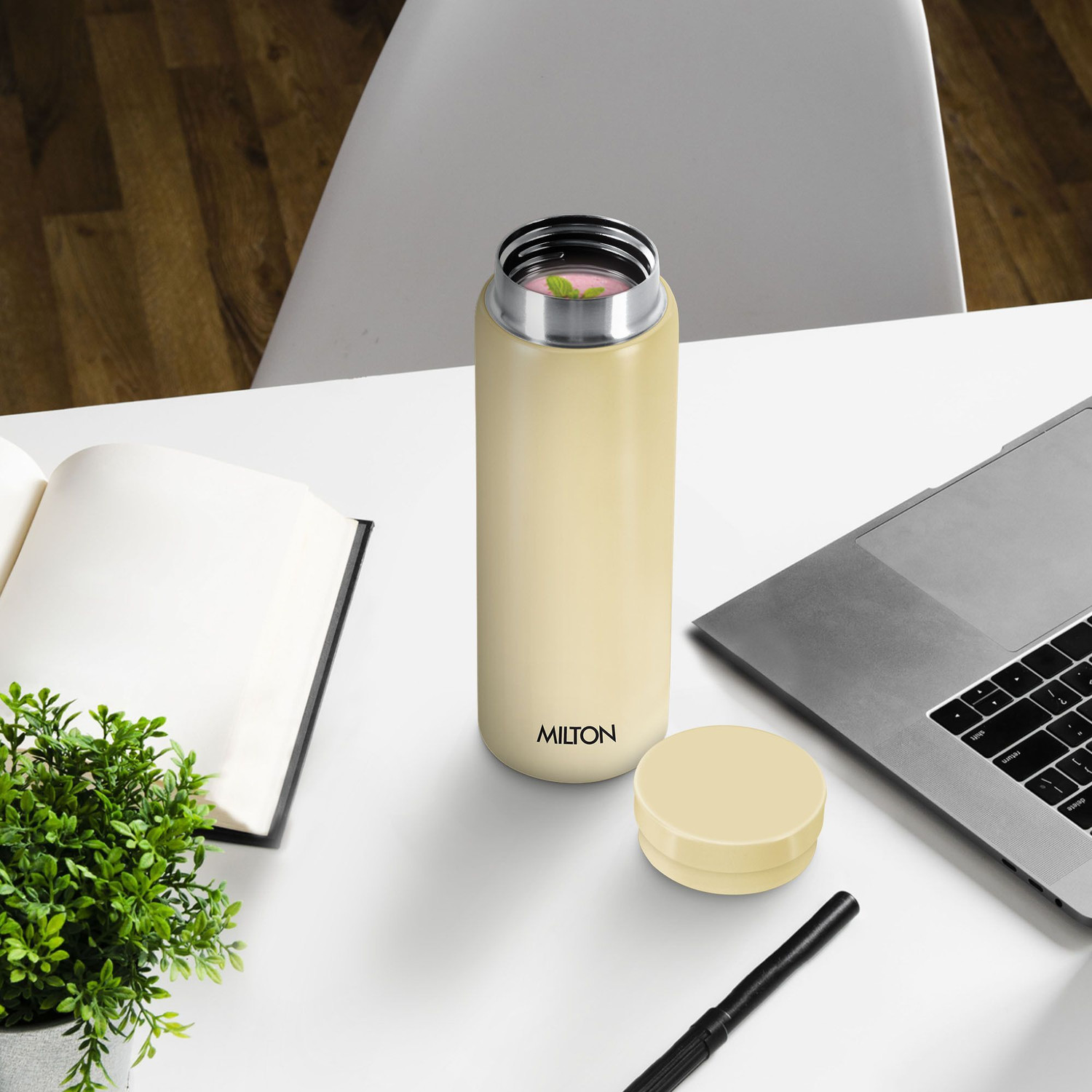 Image of MILTON Minimate 300 Thermosteel Compact ISI Certified, Insulated Water Bottle, Ivory, 280 ml Stainless Steel Bottle