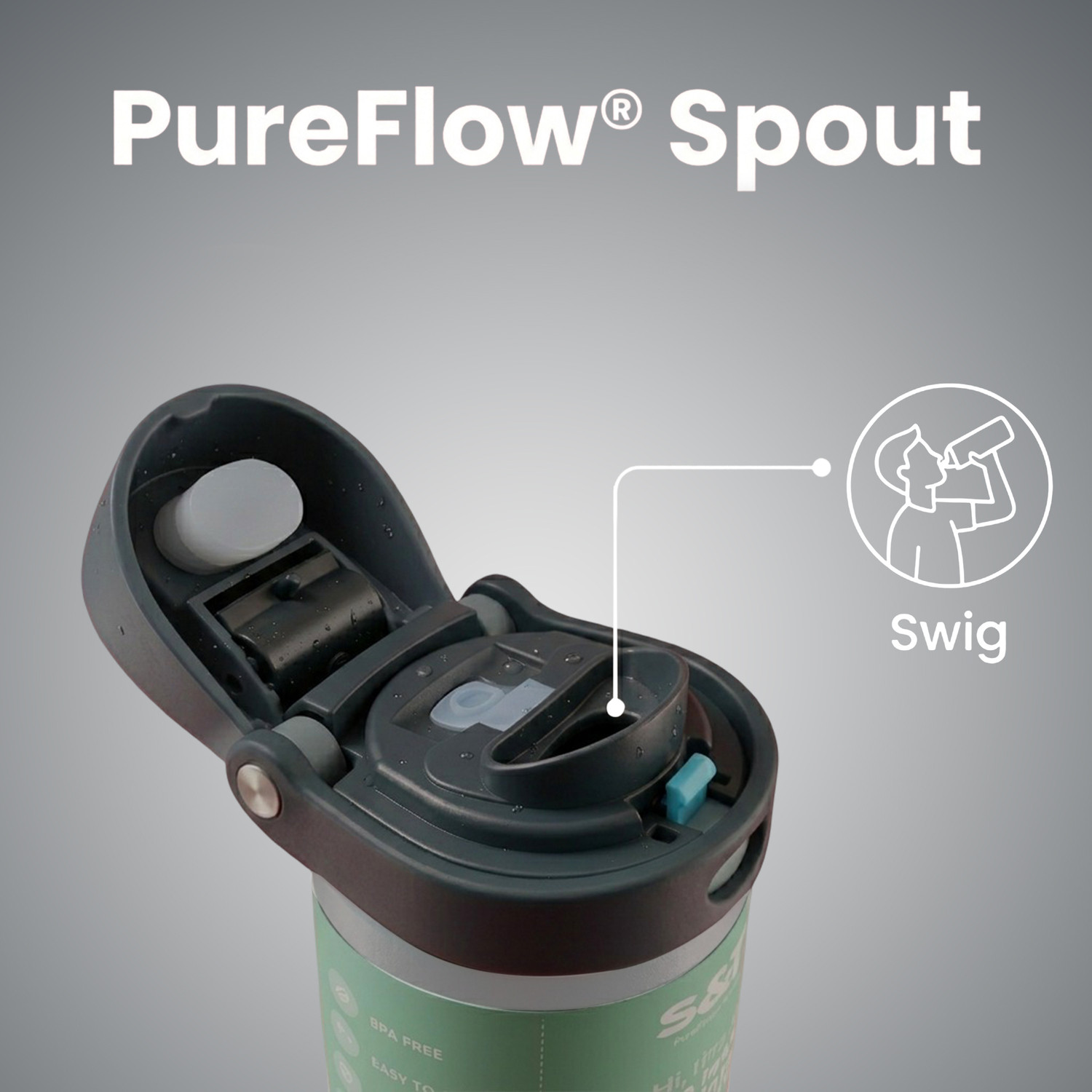Image of Straw&Weave PureFlow Steel Water Bottle - 24h Cold, Straw & Handle, BPA Free 710 ml Stainless Steel Bottle