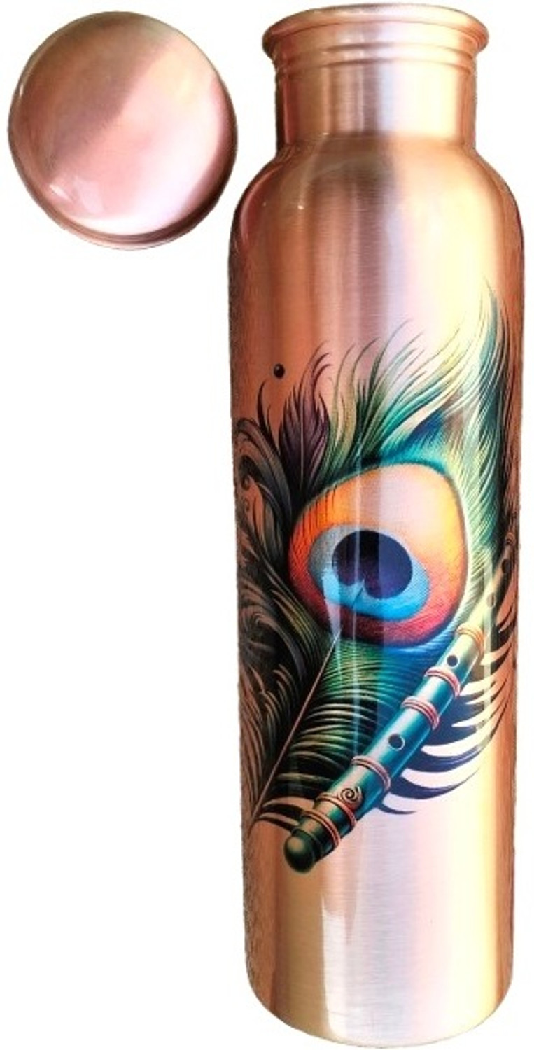 Image of copper+ Morpankh Printed Plain Copper Water Bottle 900 ml Copper Bottle
