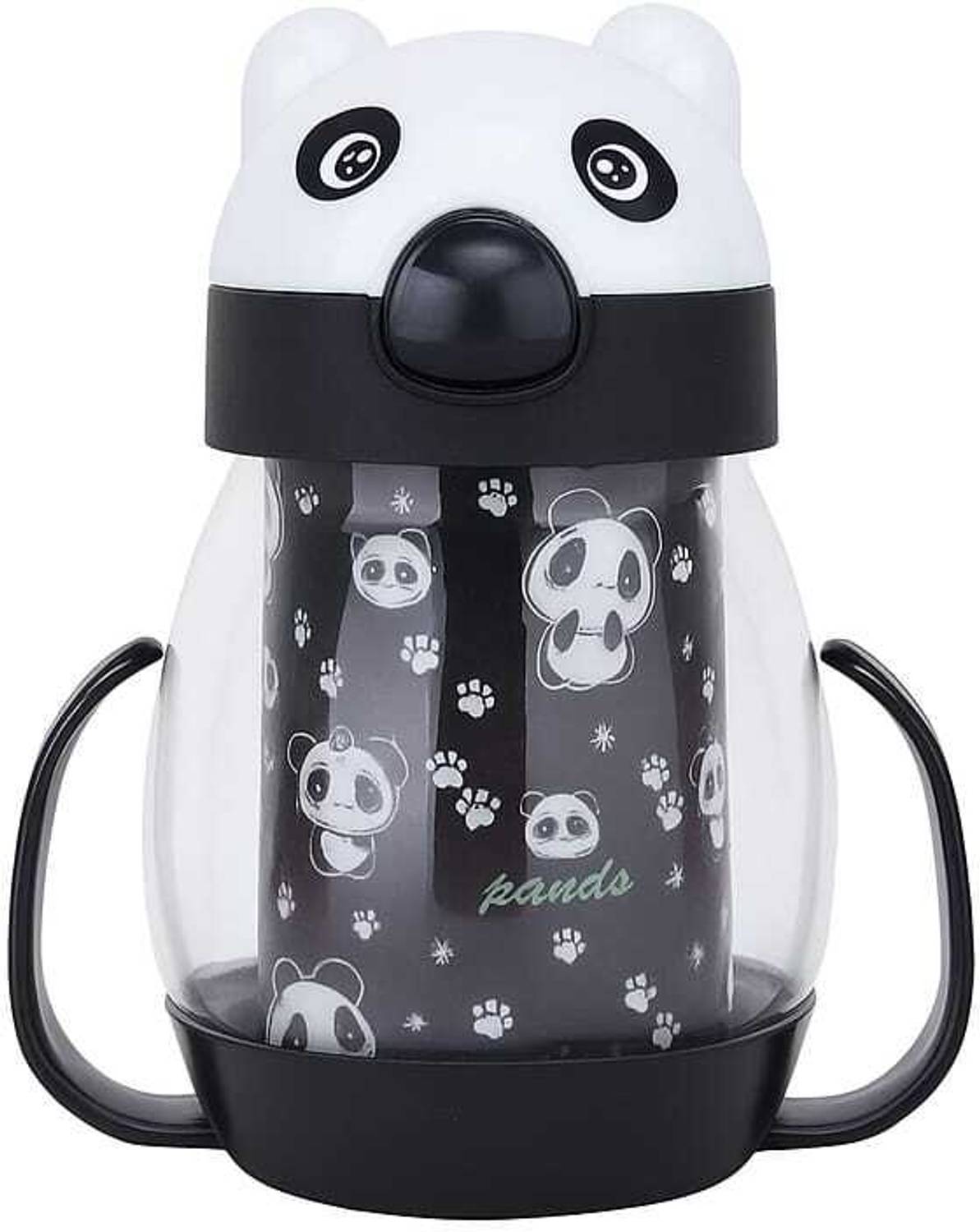 Akriti Fashion Cute Panda Bear Kids Sipper Bottle BPA-Free with Handles & Straw Leak-Proof 350 ml Plastic Sipper