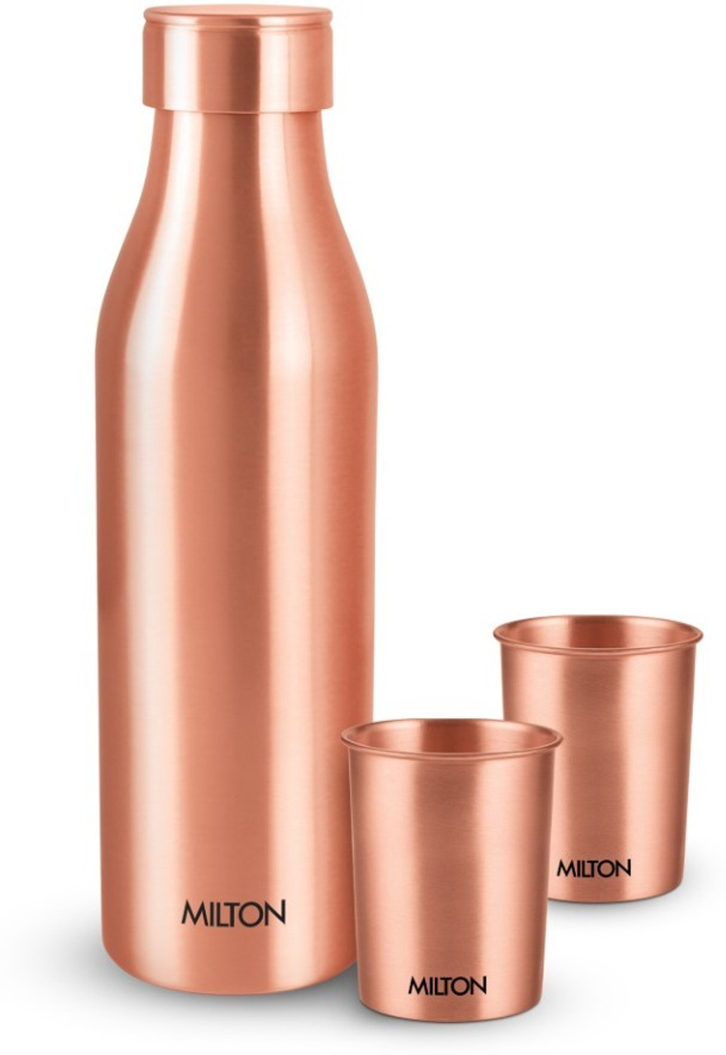 Image of MILTON Copper Charge Gift Set, Pure Copper Water Bottle 850 ml,2 Tumbler 280 ml each 1410 ml Copper Bottle