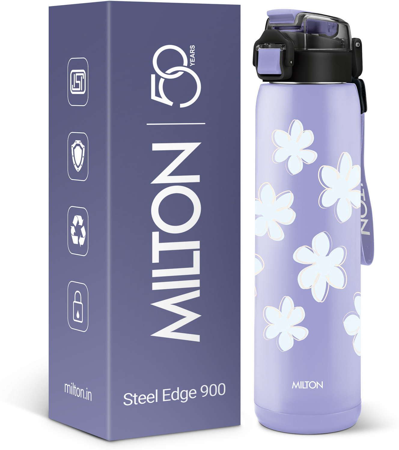 Image of MILTON Steel Edge 900 Vacuum Insulated Water Bottle 600 ml Hot & Cold Purple 600 ml Stainless Steel Bottle