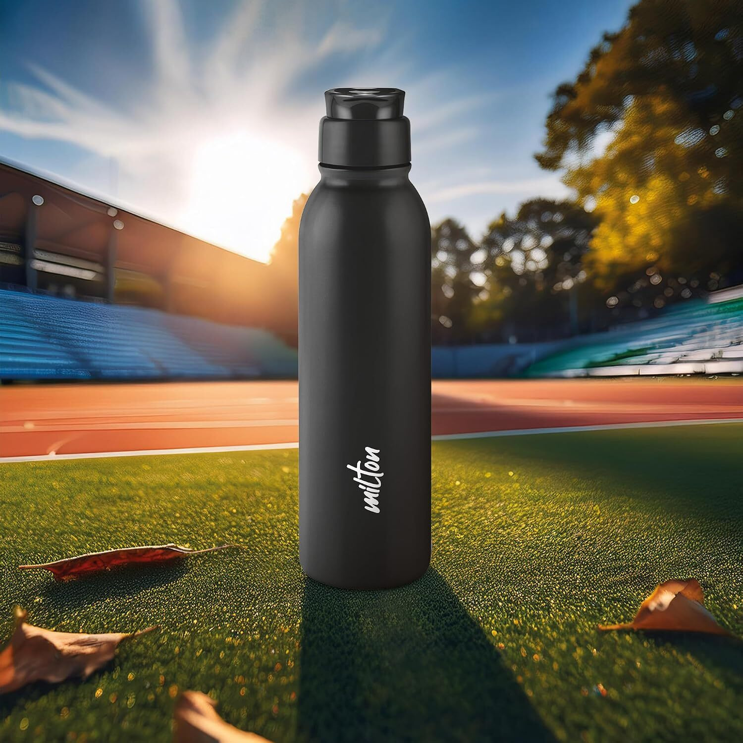 Image of MILTON Caper 1000 Stainless Steel Water Bottle, Sipper Bottle Black Water Bottles 870 ml Stainless Steel Bottle
