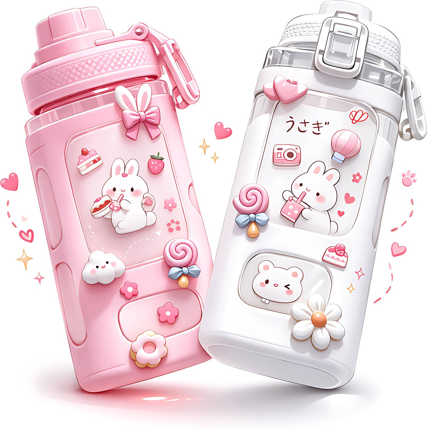 AUGUSTYUE Kawaii Water Bottle Bpa Free Sipper Bottle for Gym, School, Office & Travel 700 ml Plastic Bottle
