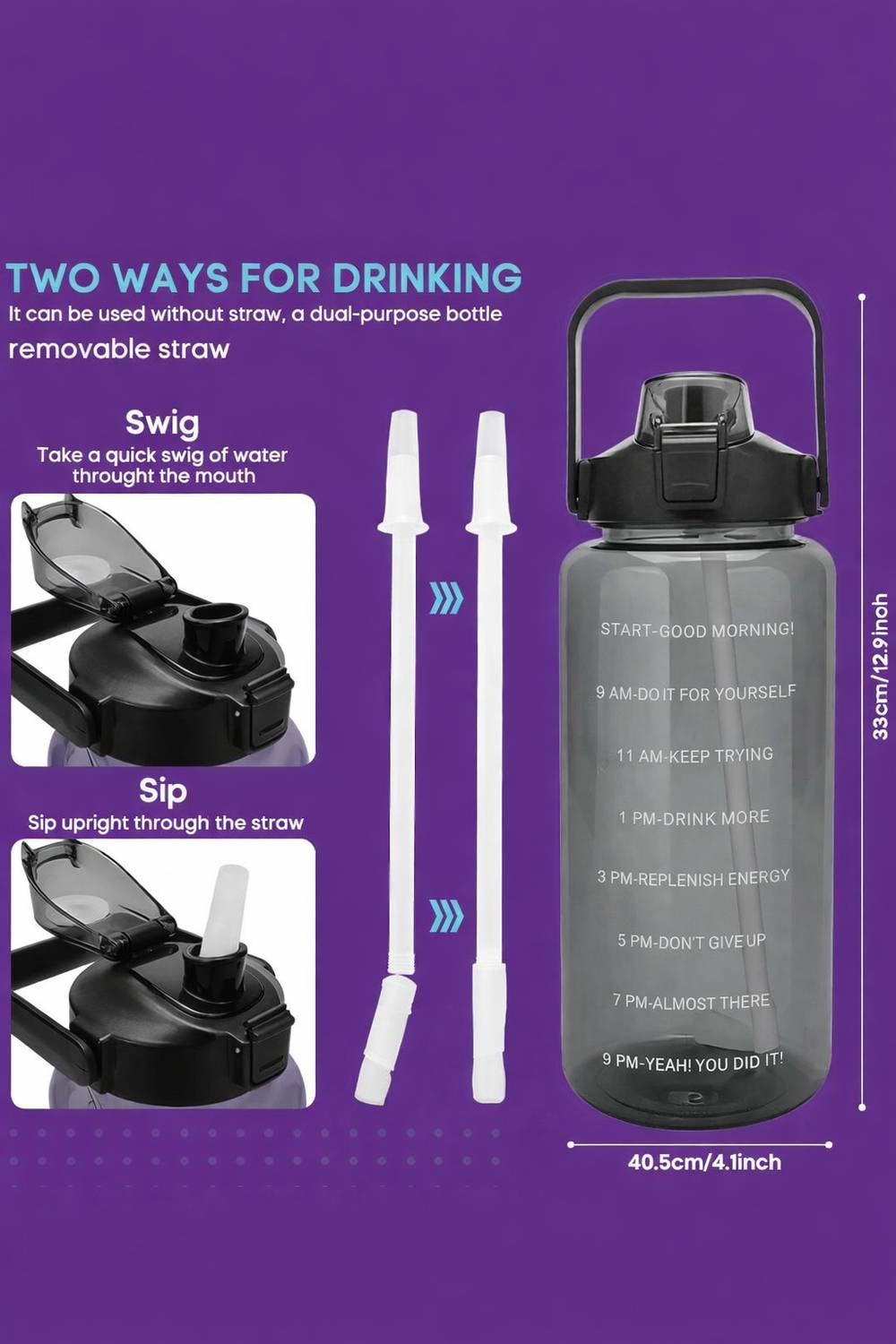 Aarvixa 2000 ml Motivational Plastic Bottle - Image 4
