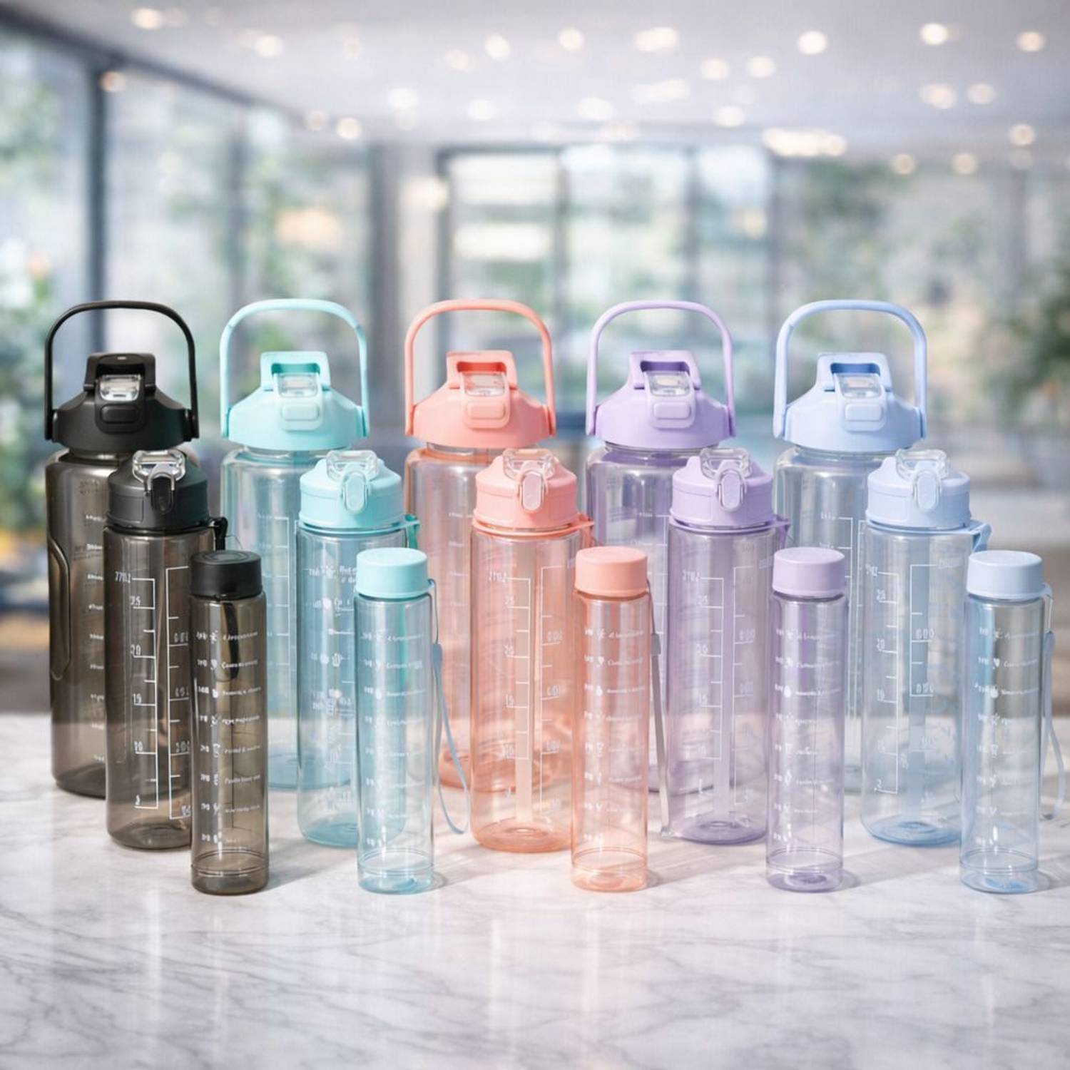 Doevia Water Bottle Combo Set of 3 (2L + 900ml + 300ml) Pack of 3 - Image 4