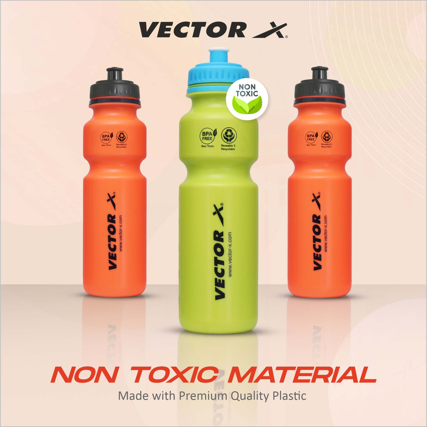 Image of VECTOR X INVADER PRO Water Sipper For Gym, Yoga, Workout, Running Pack Of 3 750 ml Plastic Shaker