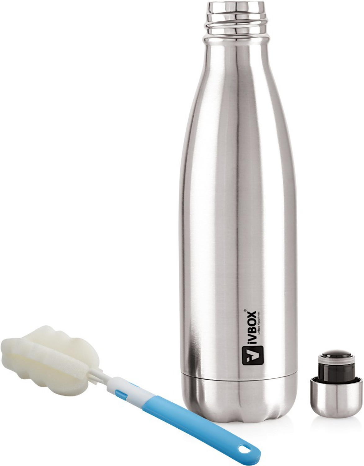 Image of iVBOX BOOSTER Hot & Cold Double-Wall Vacuum Thermos Water Bottle With Cleaning Brush 750 ml Steel Flask