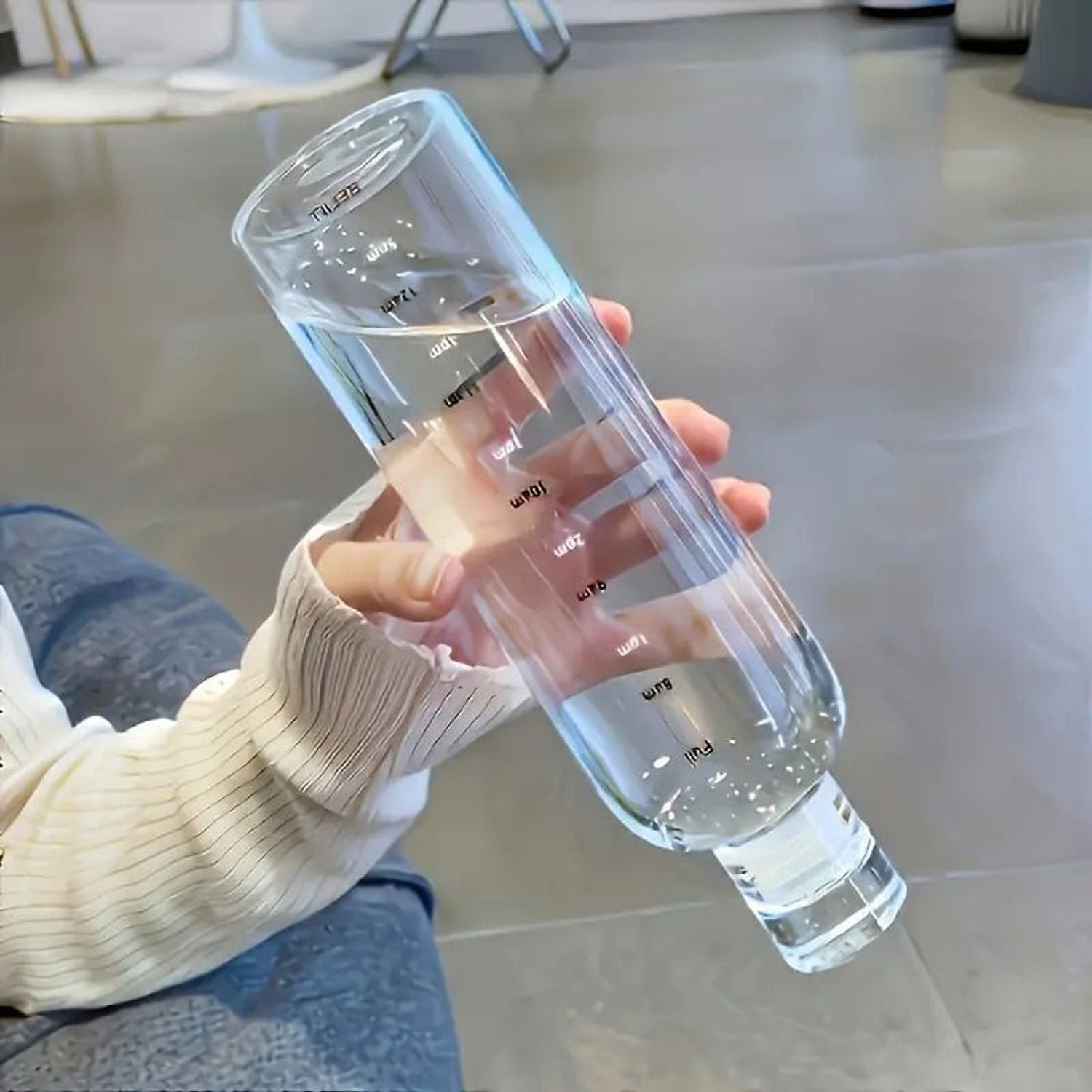 Image of Bellemax Glass Water Bottle with Time Scale (set of 2) 500 ml Glass Bottle