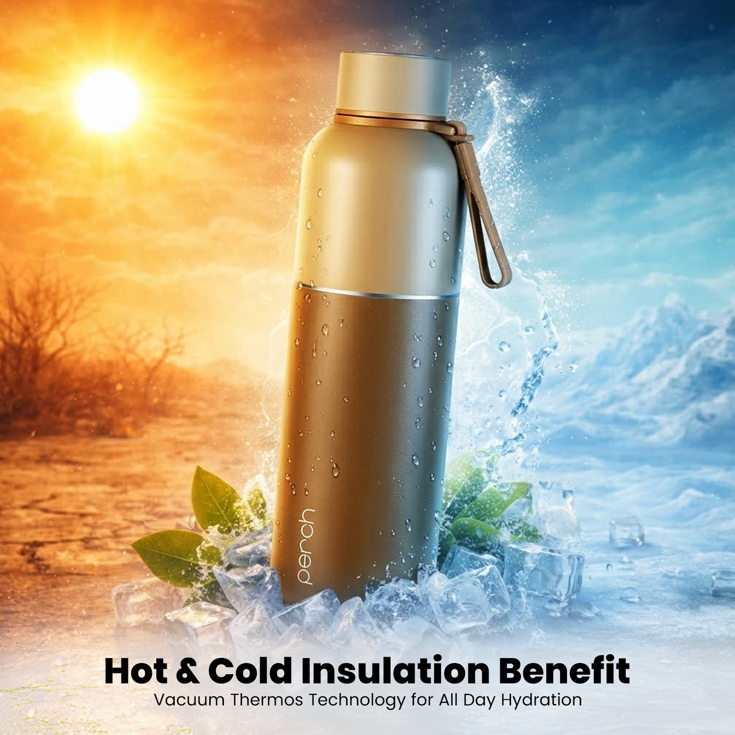Image of PERCH Zenith Hot and Cold Thermosteel ISI Certified Vacuum Insulated Water Bottle 1000 ml Steel Flask