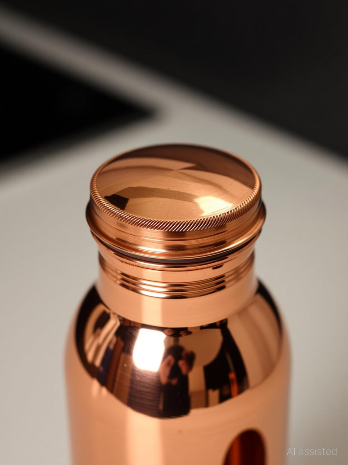 Image of Forgex Copper Glossy Matt FInish Tableware 1000 ml Copper Bottle With Drinking Glass