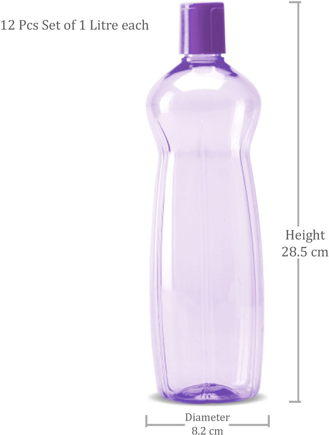 Image of MILTON Pacific 1000 Water Bottle 1 Litre each, set of 12, Purple and Sky Blue for Home 1000 ml Plastic Bottle