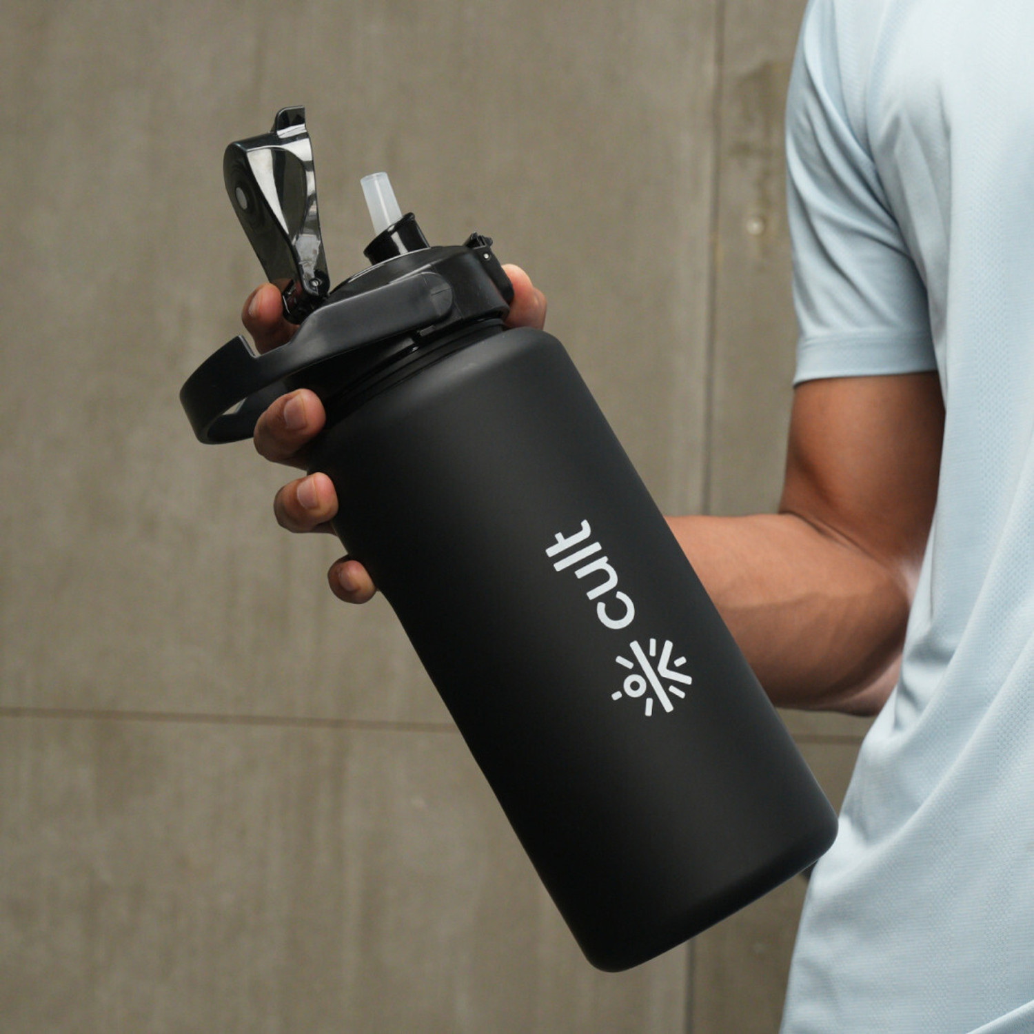 Image of Cult Motivational Bottle Unisex Time Mark Sipper with Straw 2000 ml Plastic Bottle