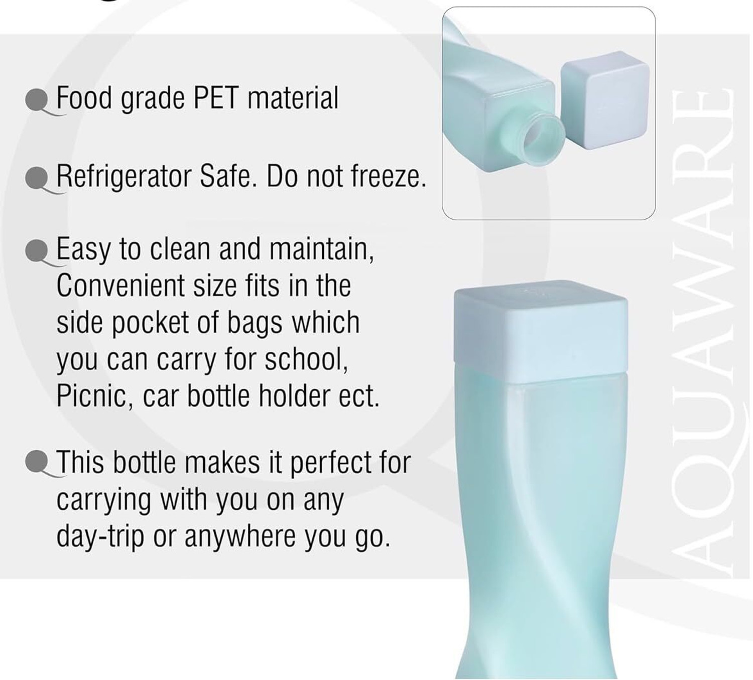 Image of ZROY ENTERPRISE Frosty Twist Plastic Food Grade Fridge Square Water Bottle Gift Se 998 ml Plastic Bottle