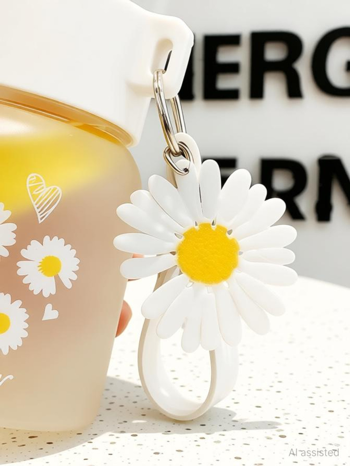 Image of GOSK Enterprise Cute Flower Small Water Bottle Travel Cup With Lid Glass Coffee Mug 300 ml Glass, Plastic Bottle