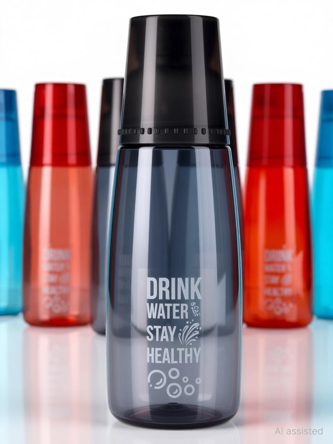 Image of BLACKMOON Plastic Fridge Water Bottle with Glass 1 Liter BPA-Free Pack of 6 1000 ml Plastic Bottle