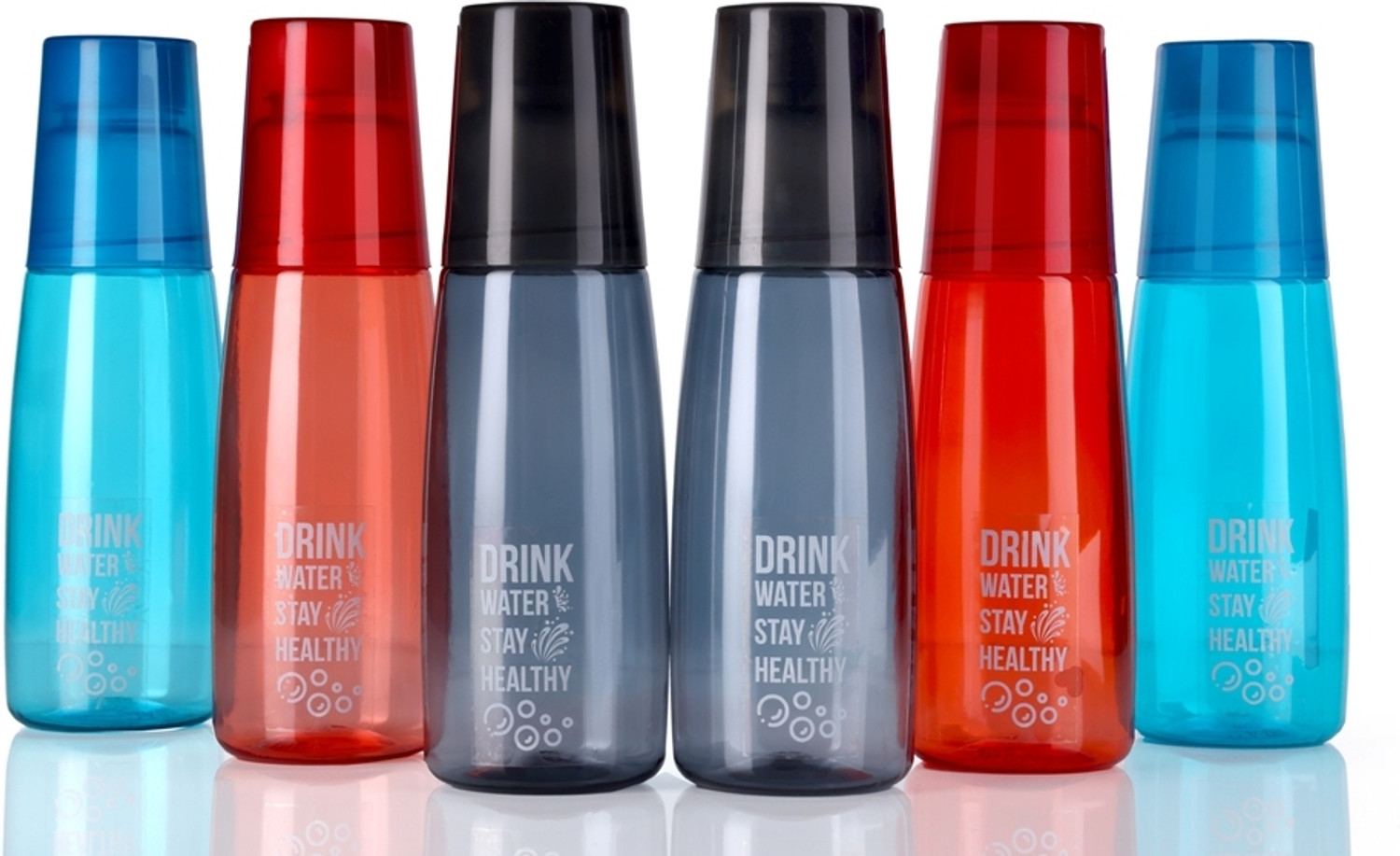 Image of BLACKMOON Plastic Fridge Water Bottle with Glass 1 Liter BPA-Free Pack of 6 1000 ml Plastic Bottle