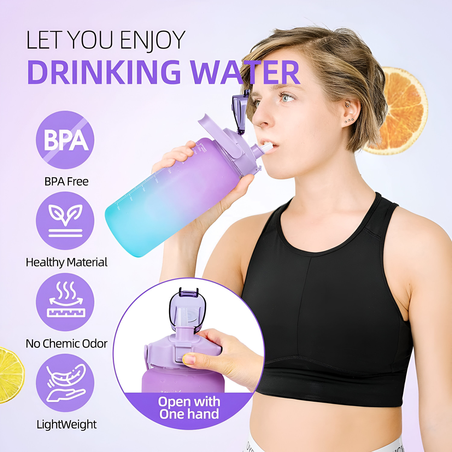 Image of Jhalakriti 3 Plastic Sipper Water Bottle for Gym-Shaker Bottle with Different Size 2000 ml Plastic Bottle