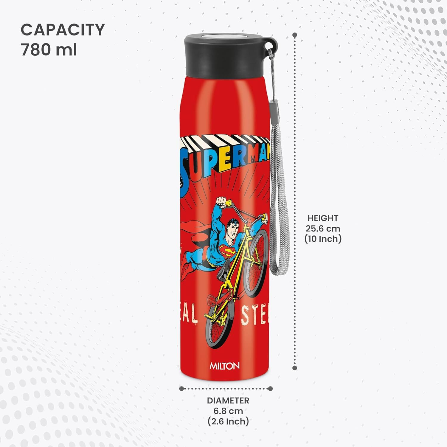 Image of MILTON Handy Design 850 Stainless Steel Water Bottle, 780 ml, RED 780 ml Stainless Steel Bottle