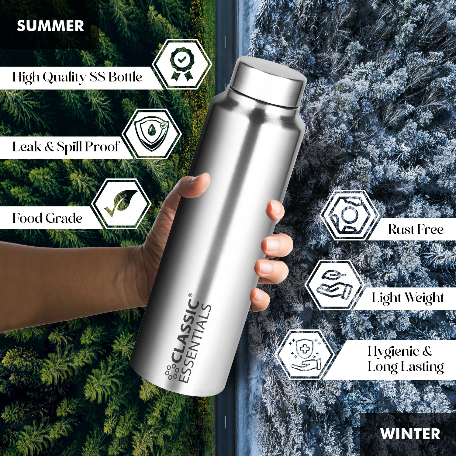 Image of Classic Essentials Hydrate 1000 ml Steel Bottle