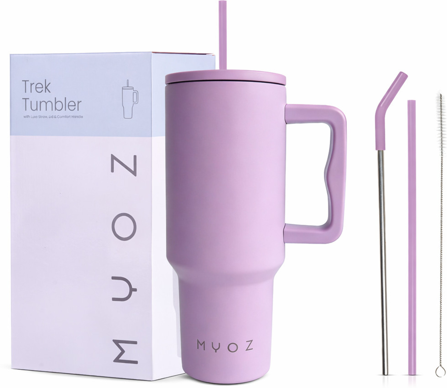 Image of MYOZ Stainless Steel Vacuum Double Insulated Tumbler with Lid, Handle & Straw 1200 ml Stainless Steel Bottle