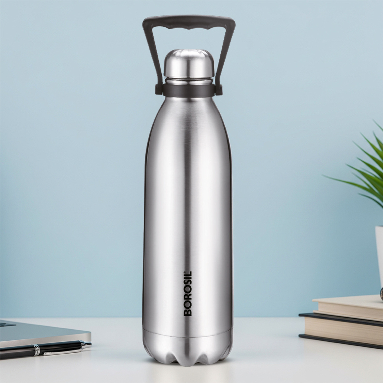 Image of BOROSIL Bolt Bottle 24 hrs Hot & Cold Vaccum Insulated 1500 ml Stainless Steel Flask