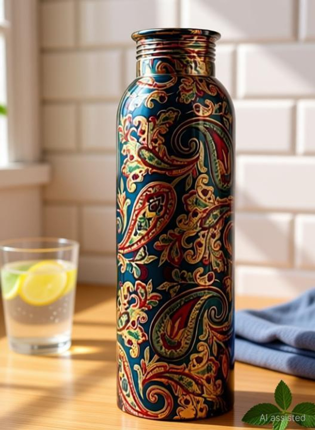 Image of bottlewala Printed 1000 ml Copper Bottle