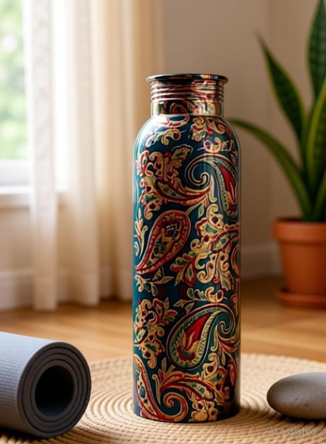 Image of bottlewala Printed 1000 ml Copper Bottle